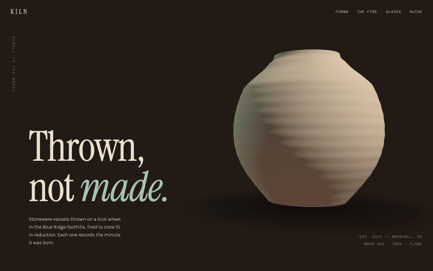 KILN homepage — full preview