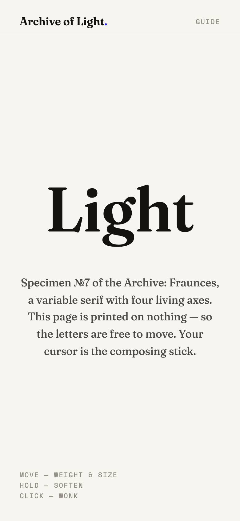 ARCHIVE OF LIGHT — mobile view