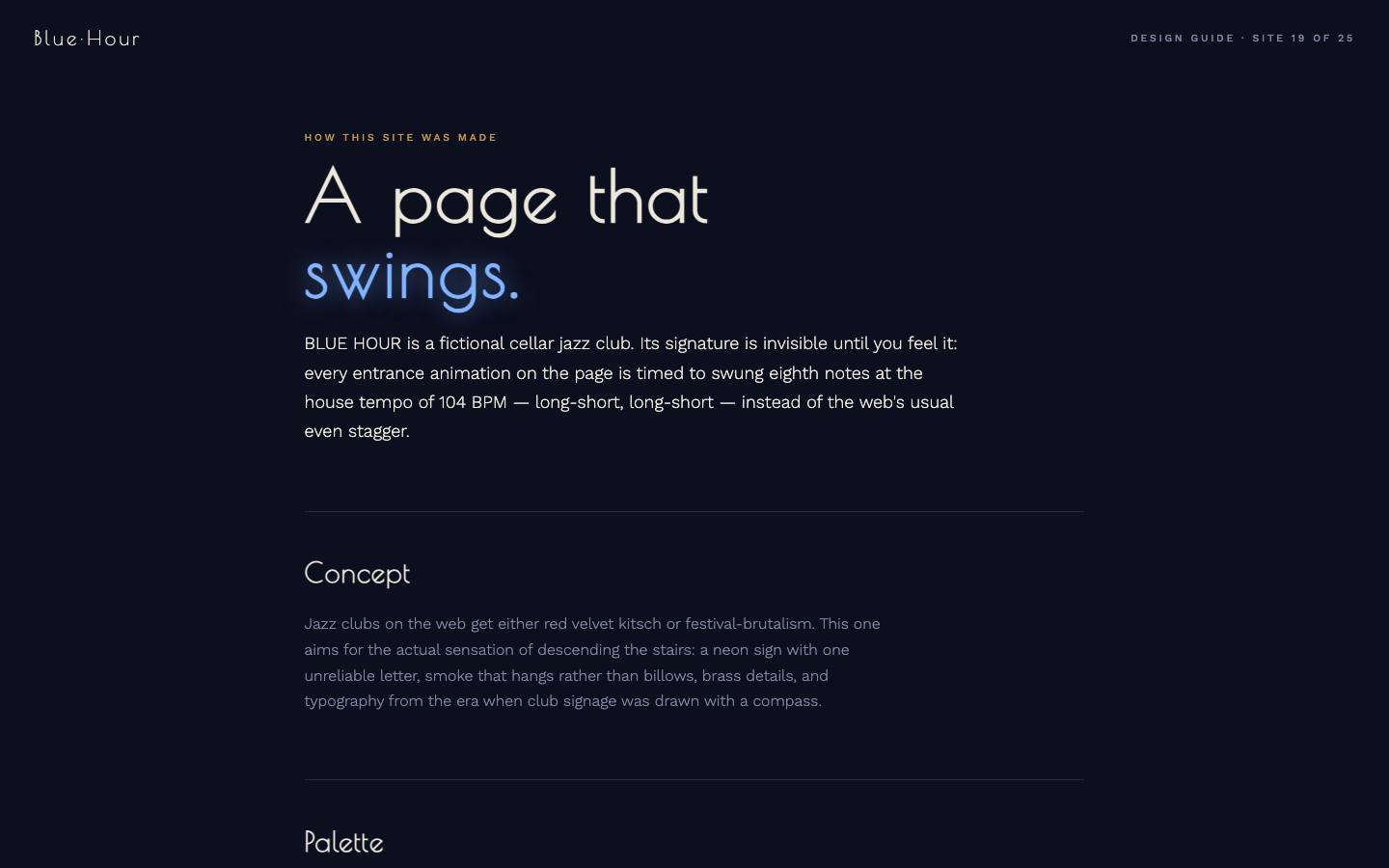 BLUE HOUR — build guide page