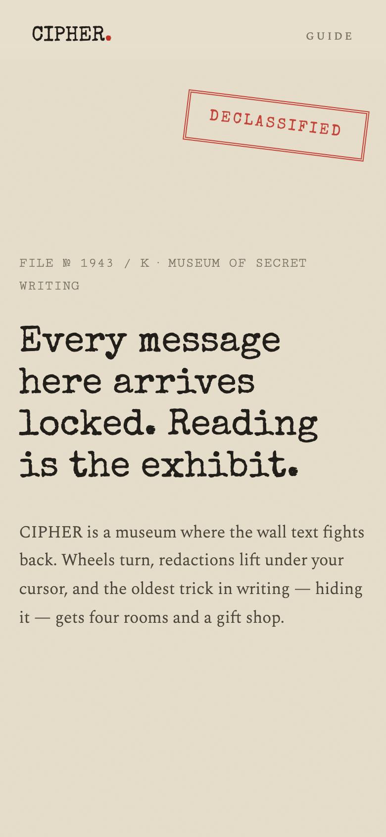 CIPHER — mobile view